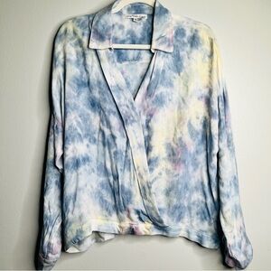 Young Fabulous & Broke Tie Dye Long Sleeve Blouse Top Women Size M